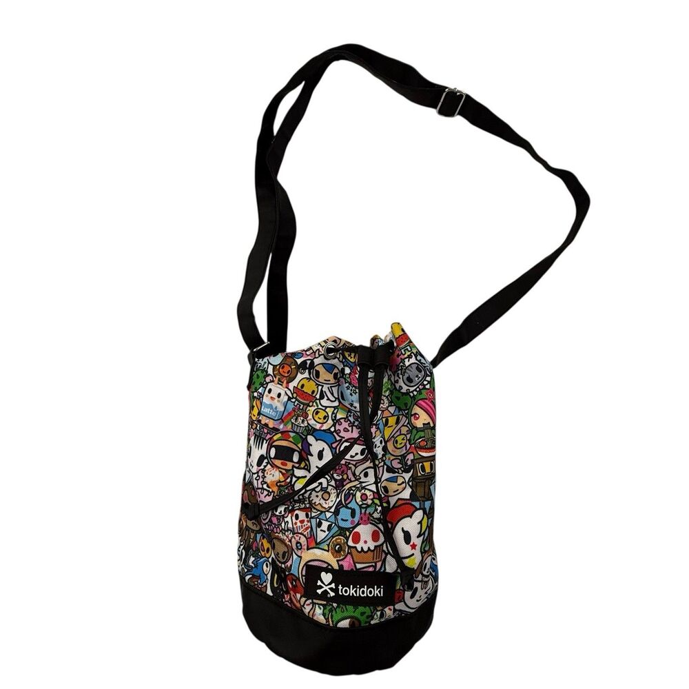 Tokidoki Drawstring Small Duffle Crossbody Bag Bucket Purse Straps Lightweight